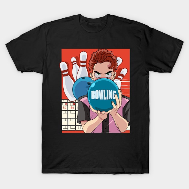 Funny Tenpin Bowling Ball Team Bowler Player Strikes T-Shirt by Noseking